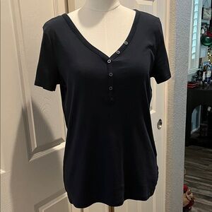 Elegant Navy Buttoned Women's Top